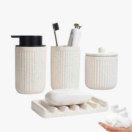 BosilunLife Pockmark 4-Piece Foaming Bathroom Set Recycled Ceramic Eco-Clay