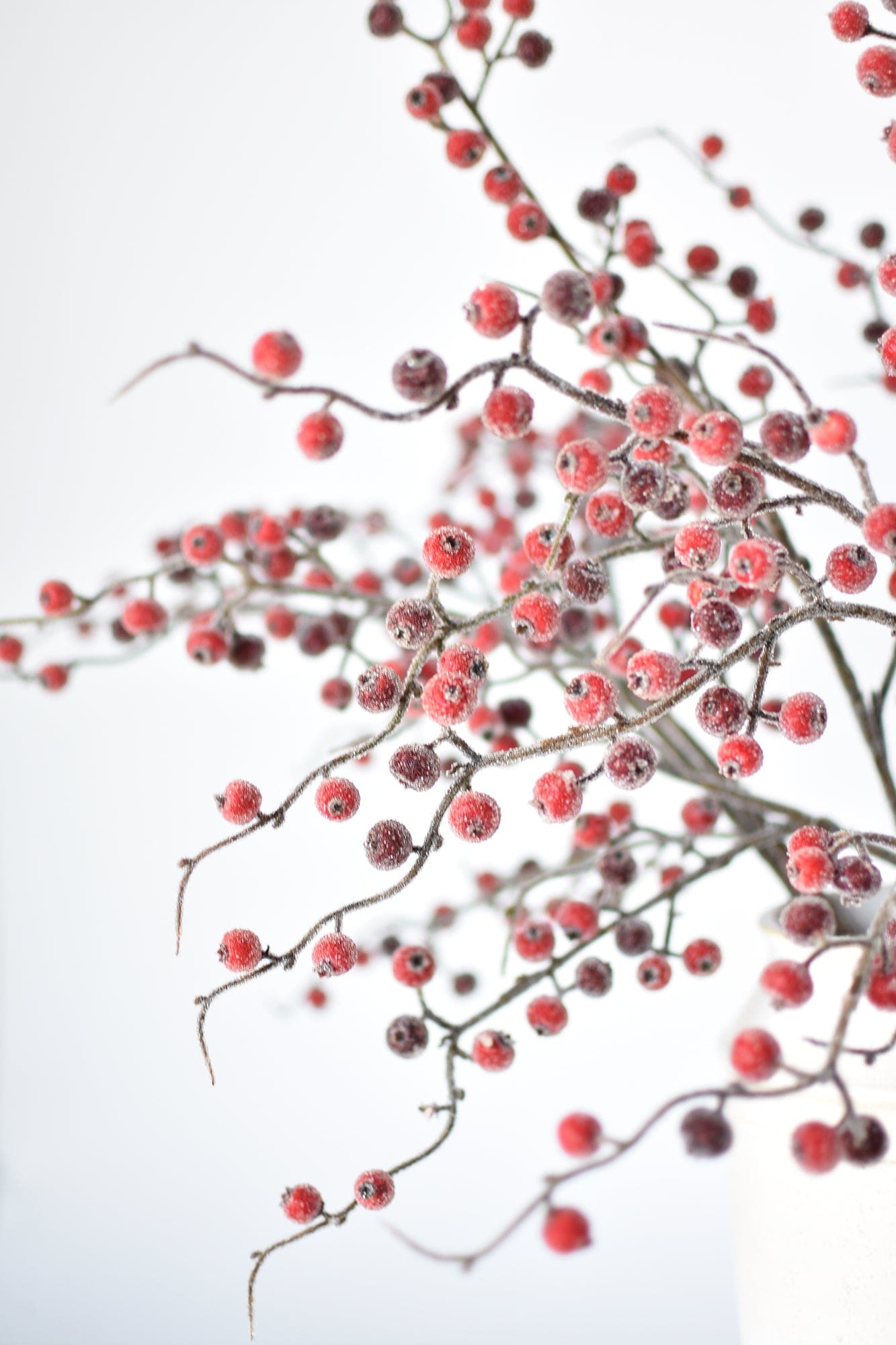 29" Faux Red Sugar Berry Spray Stem