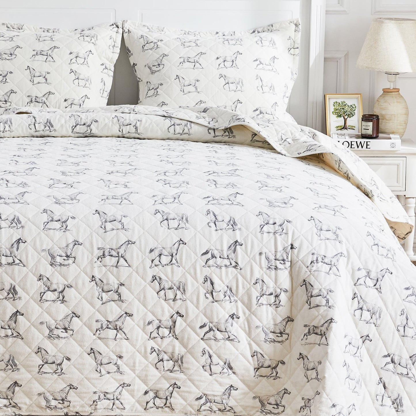 Horses Cotton Flannel Quilt Set