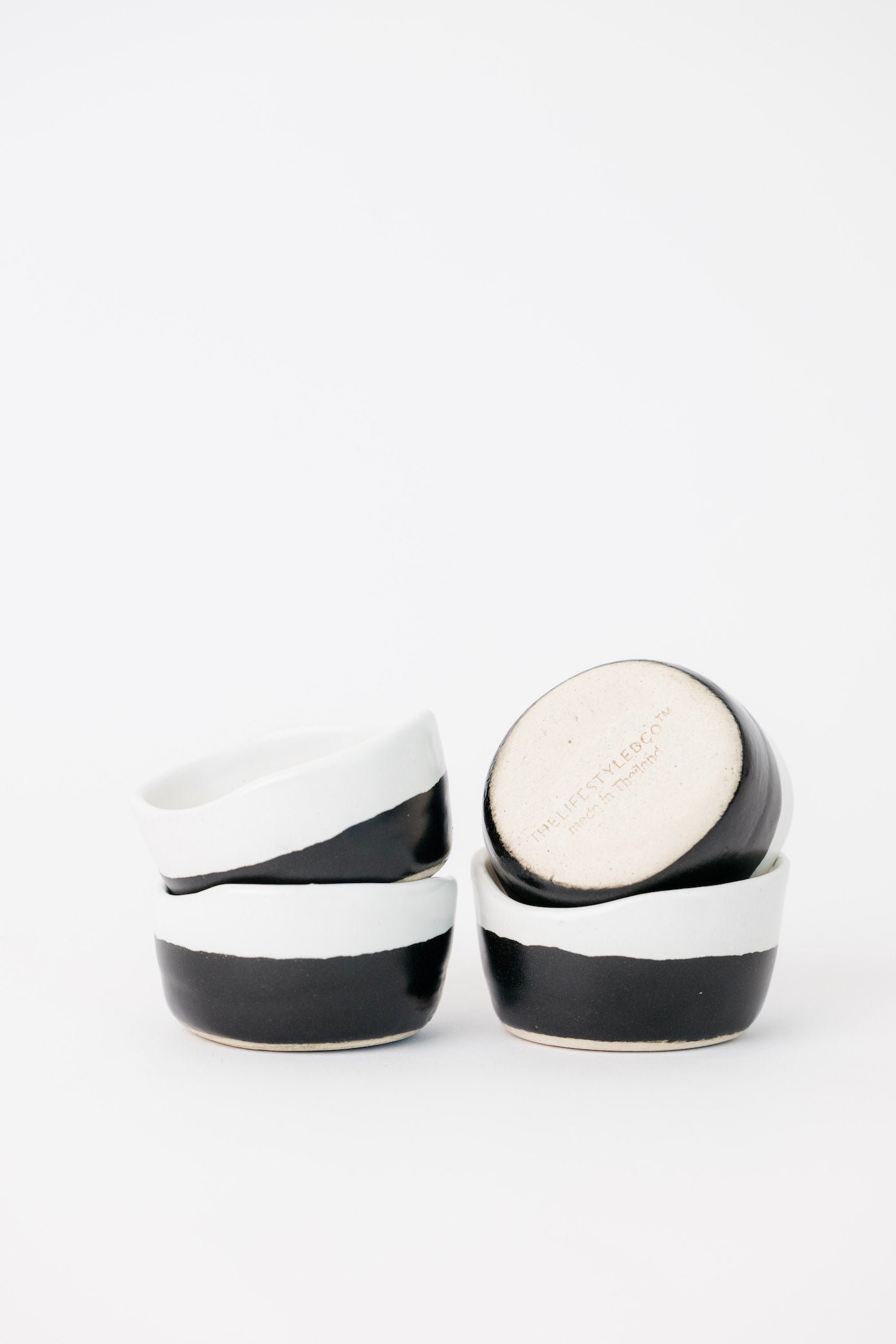 Dawson Pinch Bowl - Matte Black/White - Set of 4