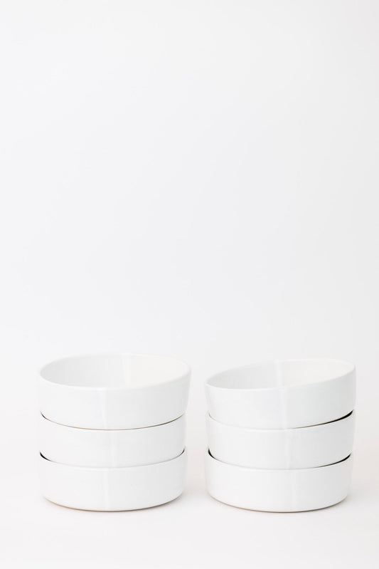 Sonnet Stoneware Bowl - Matte White/Glossy White - Set of 6