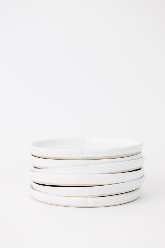 Sonnet Appetizer Plate - Matte White/Glossy White - Set of 6