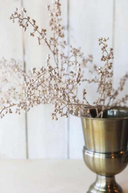 24" Faux Glittered Berry Stem Champagne