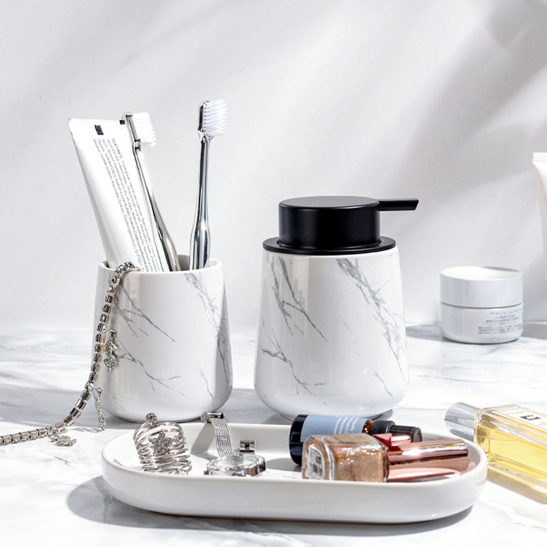 BosilunLife Marble 3-Piece Bathroom Set Recycled Ceramic Eco-Clay