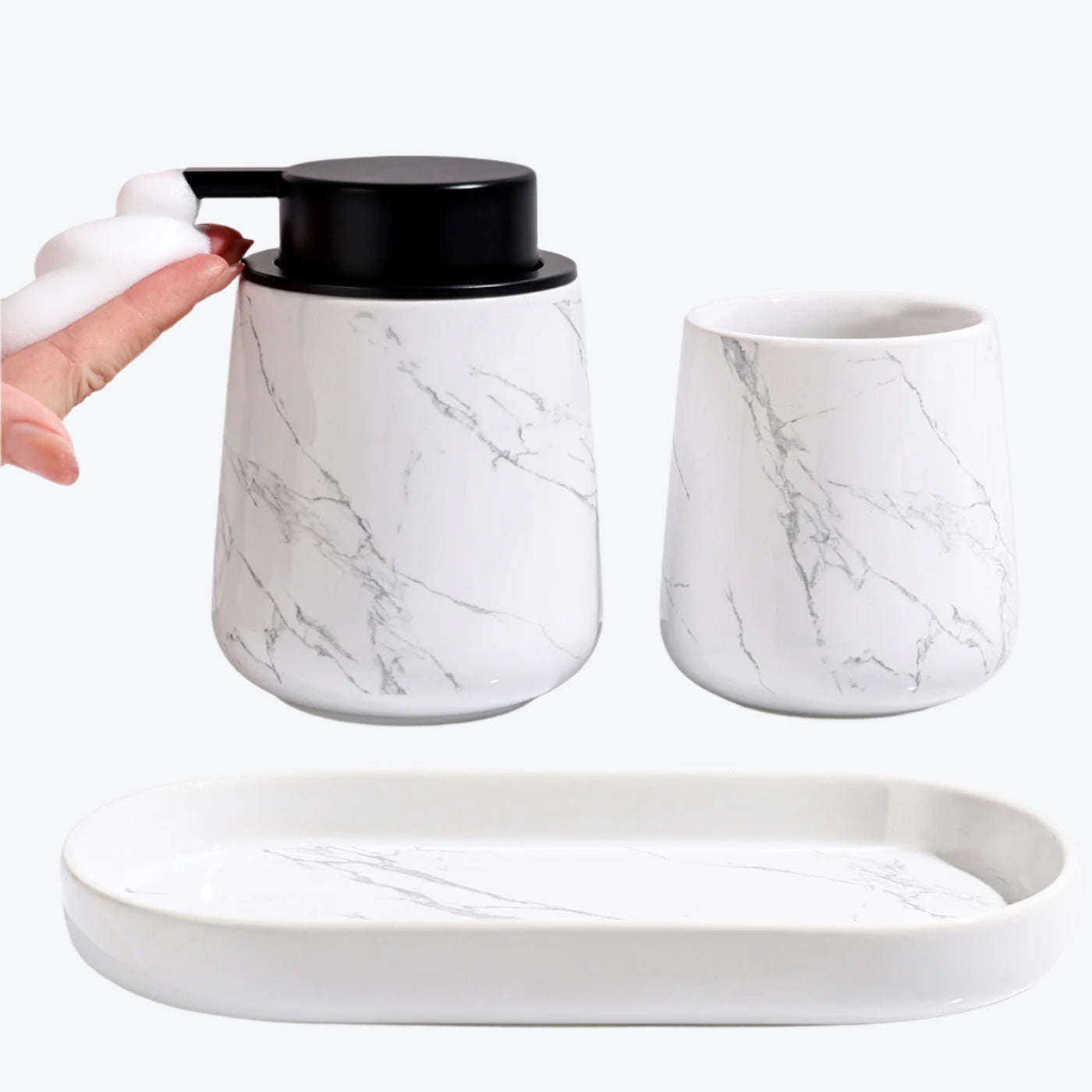 BosilunLife Marble 3-Piece Bathroom Set Recycled Ceramic Eco-Clay