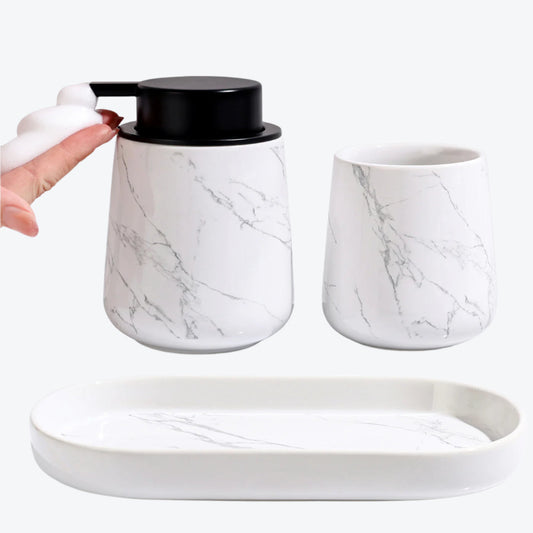 BosilunLife Marble 3-Piece Bathroom Set Recycled Ceramic Eco-Clay