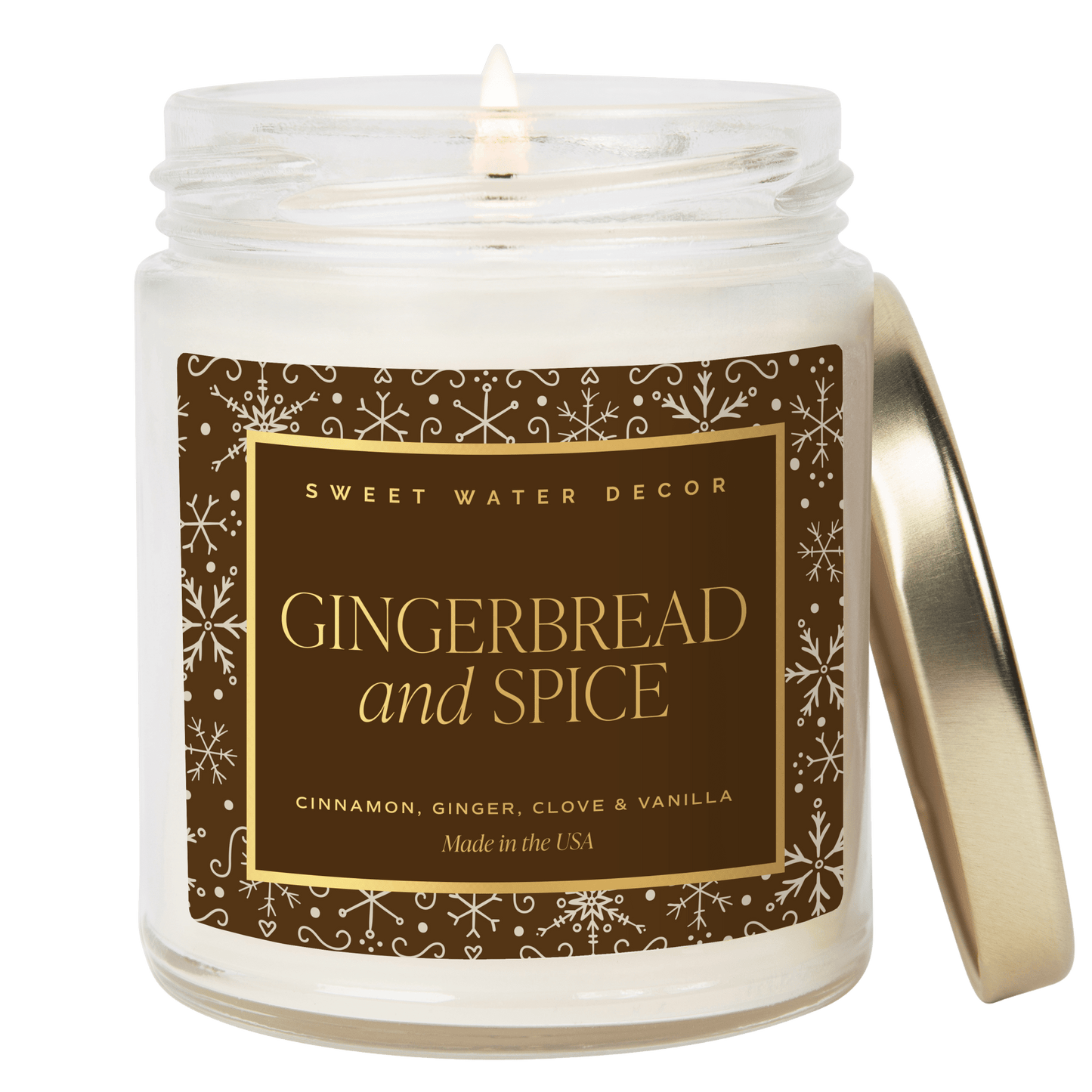 Gingerbread and Spice Soy Candle - Clear Jar - 9 oz Patterned