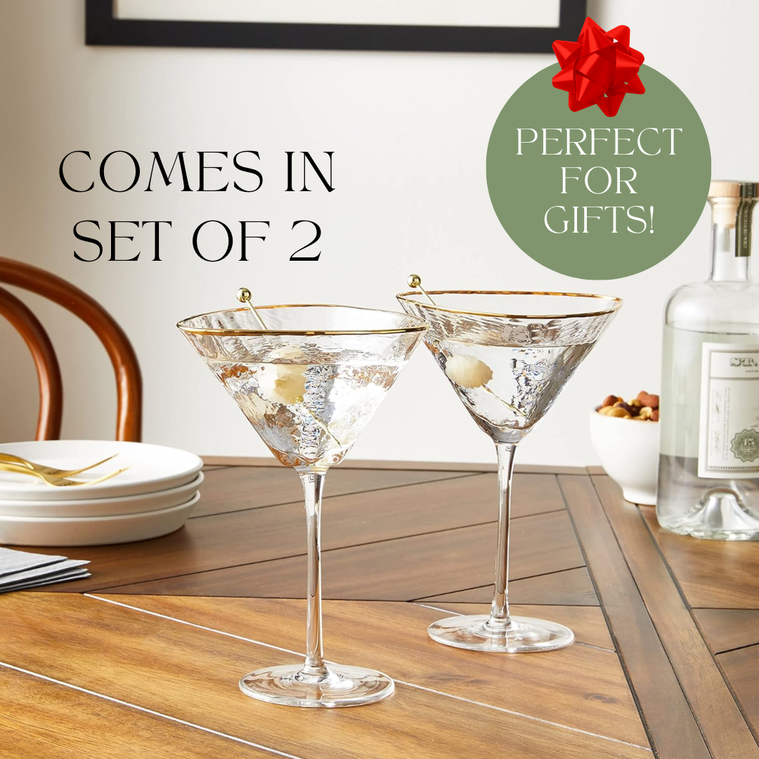 Clear Hammered Martini & Cocktail Glasses