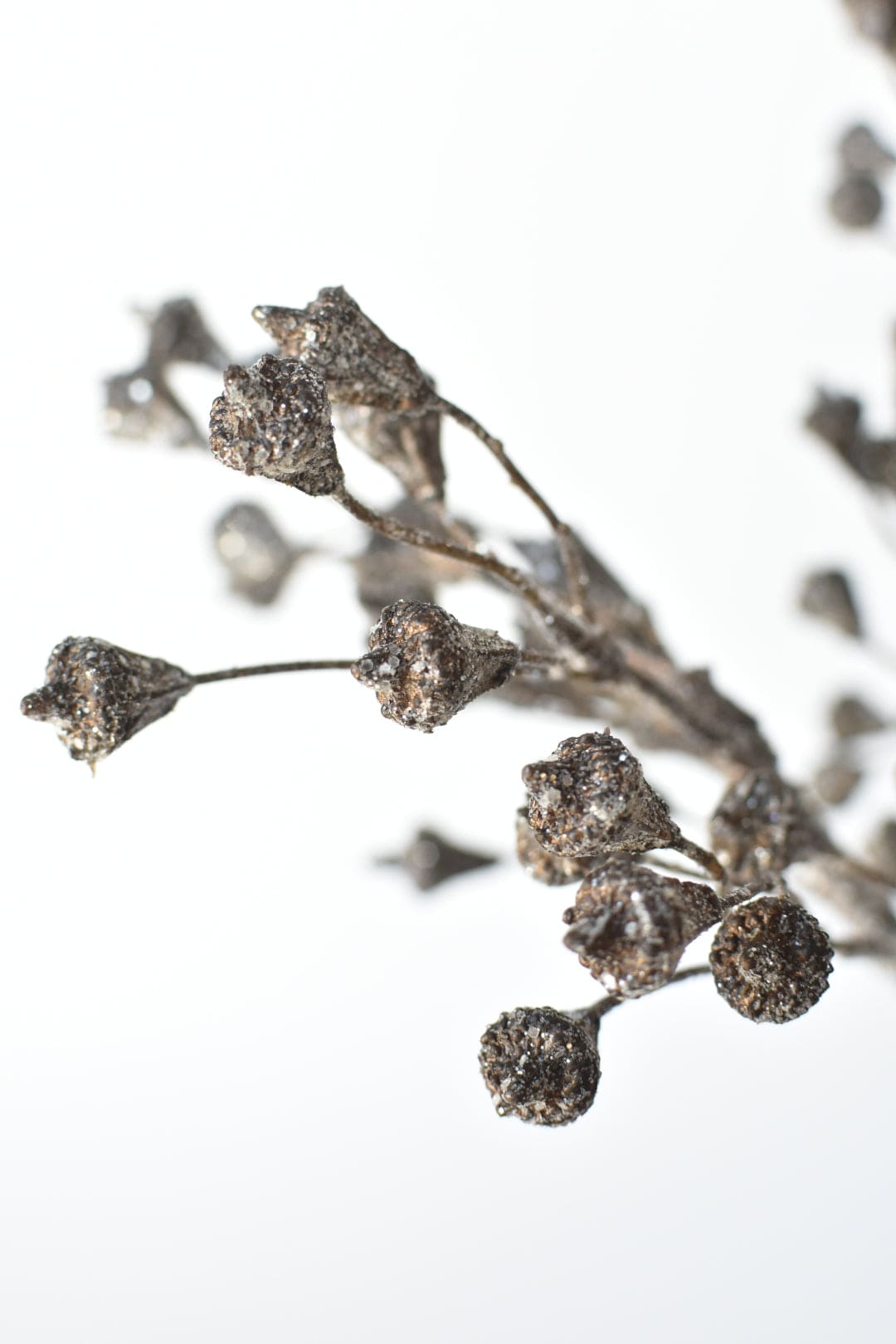 21" Faux Ice Glittered Twig with Pod Bundle (3 Stems)