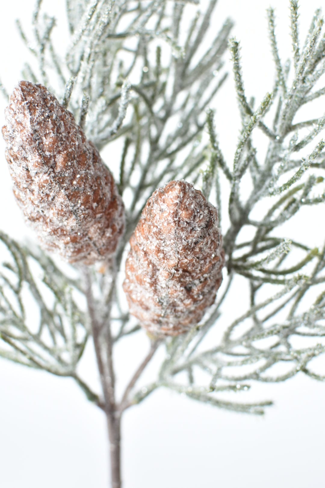 13" Faux Frosted Greenery with Faux Pinecones