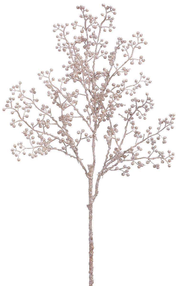 24" Faux Glittered Berry Stem Champagne