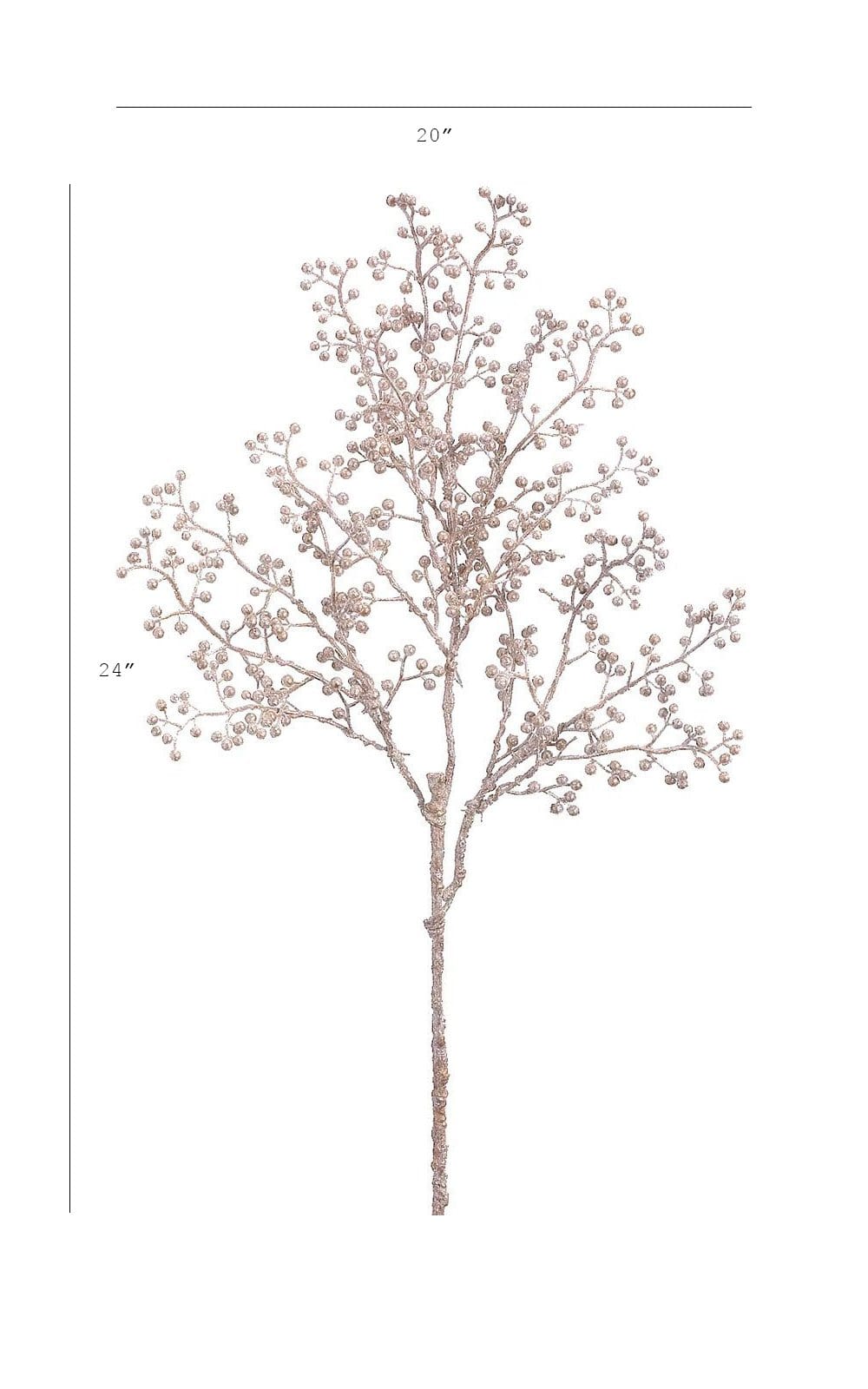 24" Faux Glittered Berry Stem Champagne