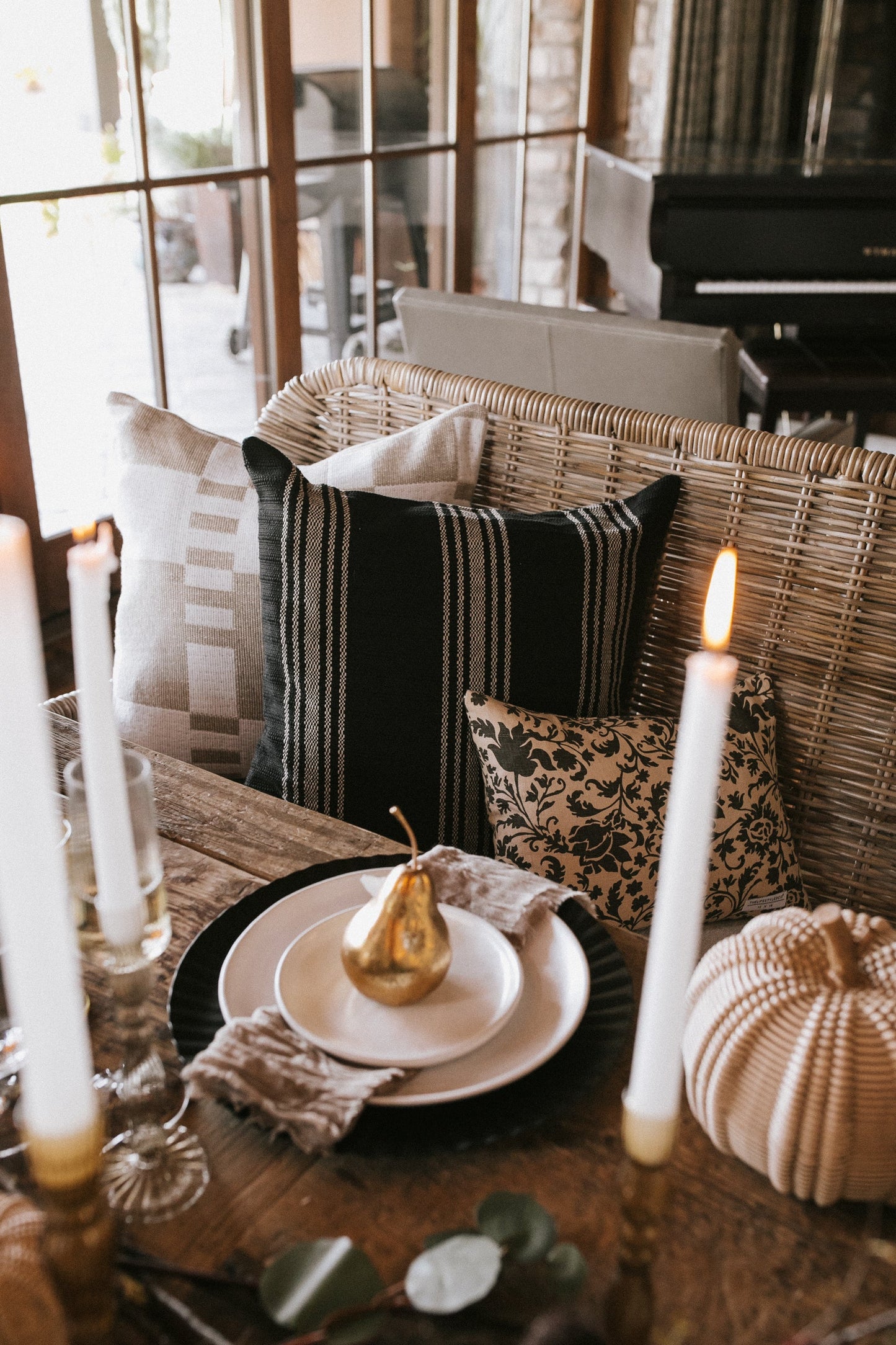 Proper Stripe Pillow - White/Tan - 2 Sizes