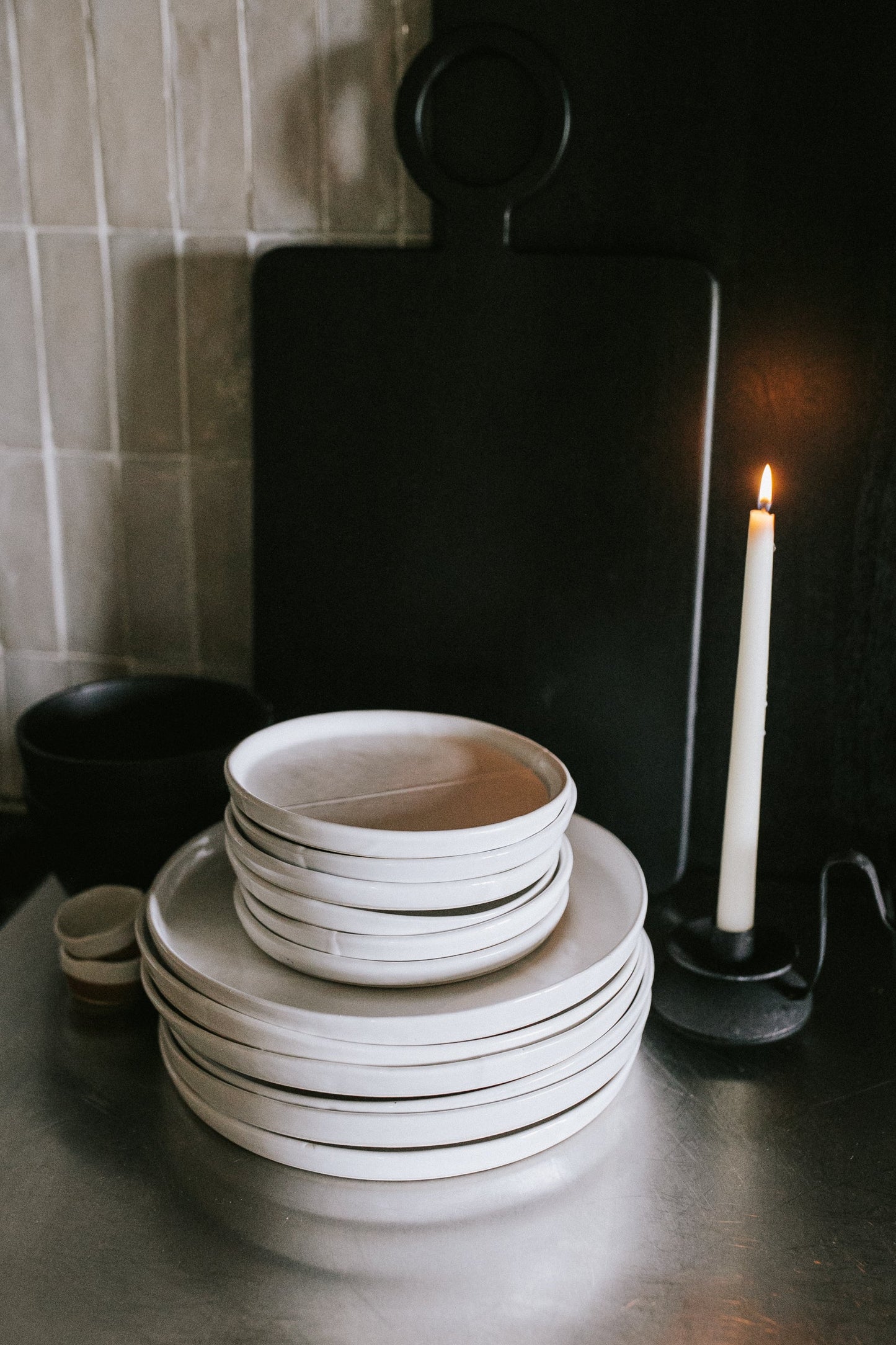 Sonnet Appetizer Plate - Matte White/Glossy White - Set of 6