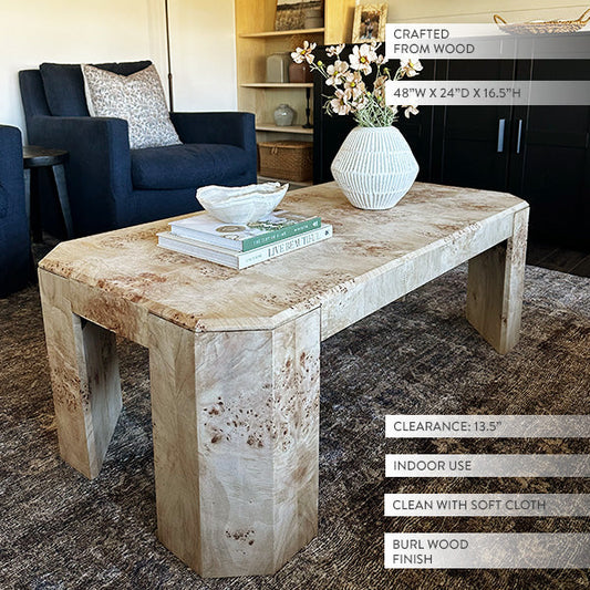 Artisan Burl Wood Coffee Table