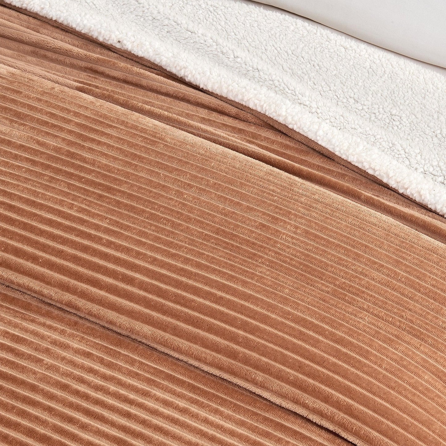 Ribbed Sherpa Throw Blanket - Corduroy Collection