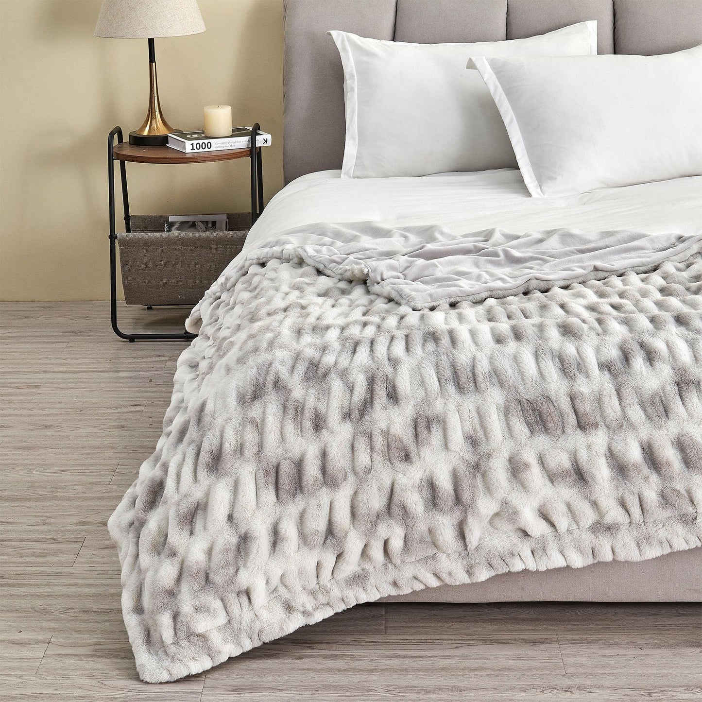 Ruched Faux Fur Throw Blanket - Alondra Collection