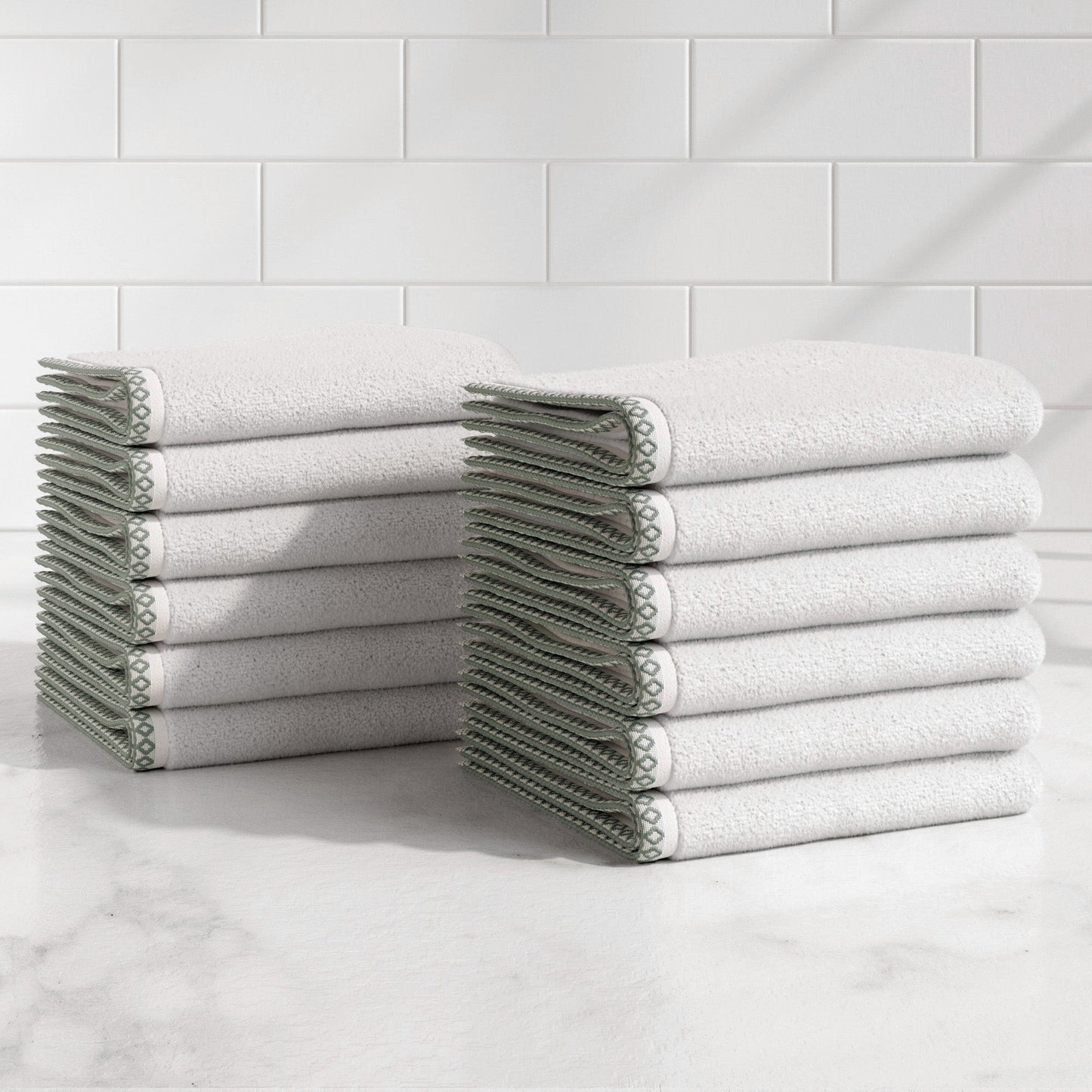 Cotton Border-Stitched 6-Piece Towel Set - Valery Collection