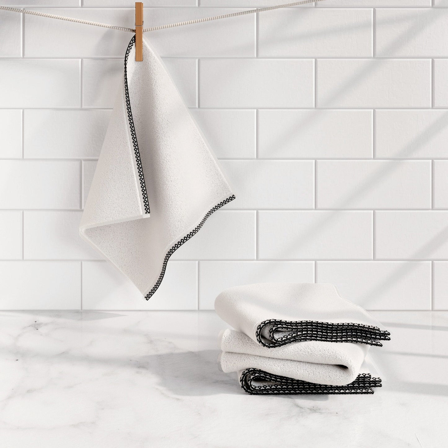 Cotton Border-Stitched 6-Piece Towel Set - Valery Collection