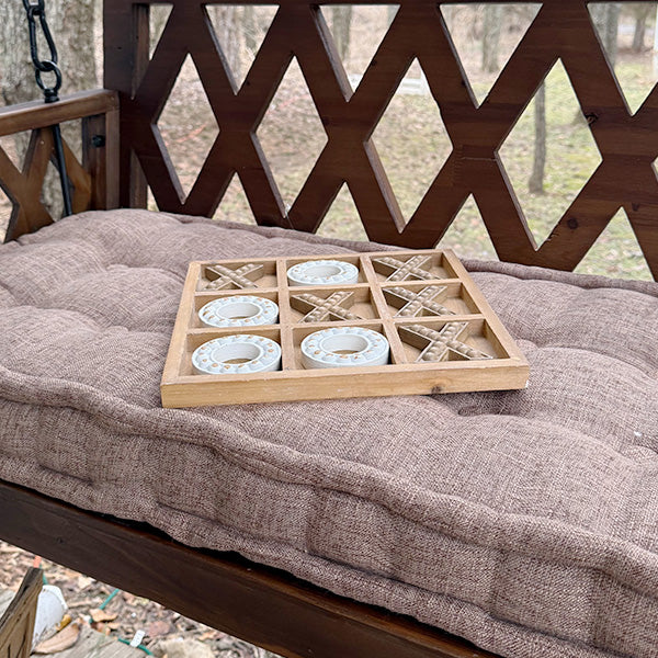 Brown Porch Swing with Cushion